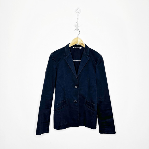 JIL SANDER single-breasted cotton blazer navy blue Germany womens 34 US 4 - Picture 1 of 7